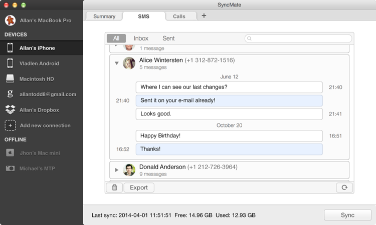 Manage SMS on Mac