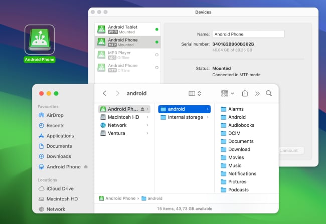 MacDroid offers a bunch of useful features.