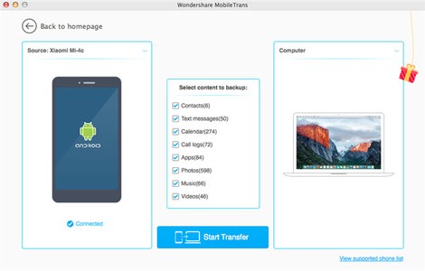 MobileTrans sync software