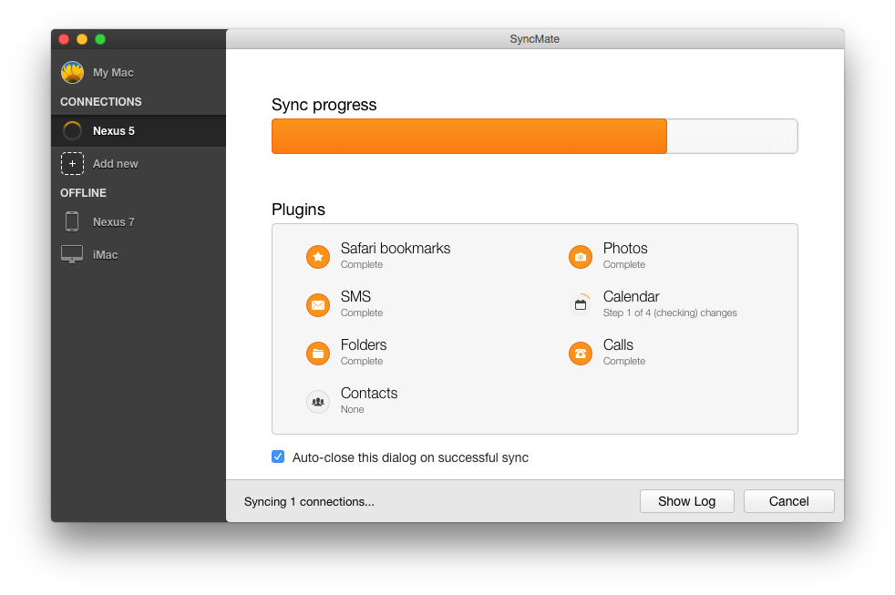 Sync progress