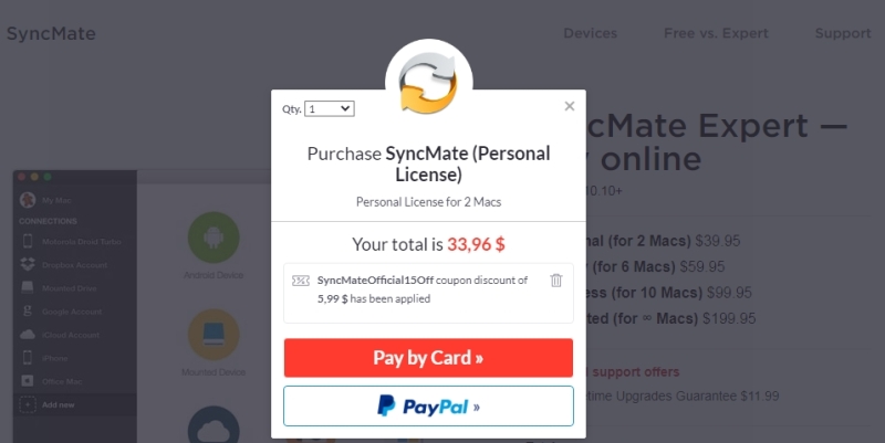 SyncMate expert will cost 15% less with coupon code