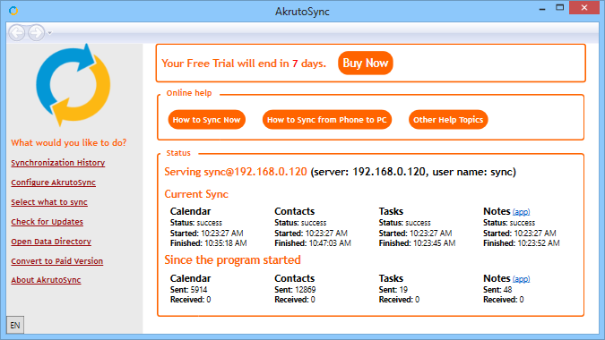 AkrutoSync Outlook sync software