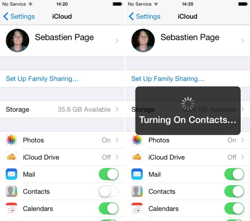 iCloud sync iPhone contacts