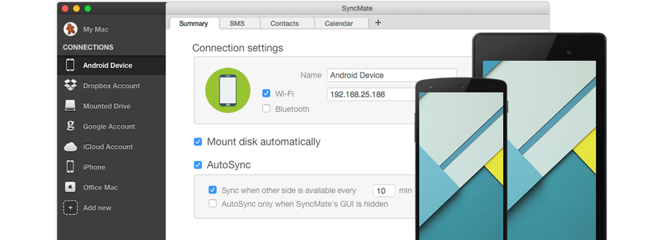 how to sync an android with mac